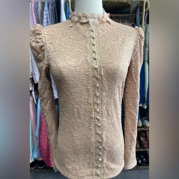 Veinfuns lace overlay long sleeve blouse/ top. Size M - Picture 1 of 10